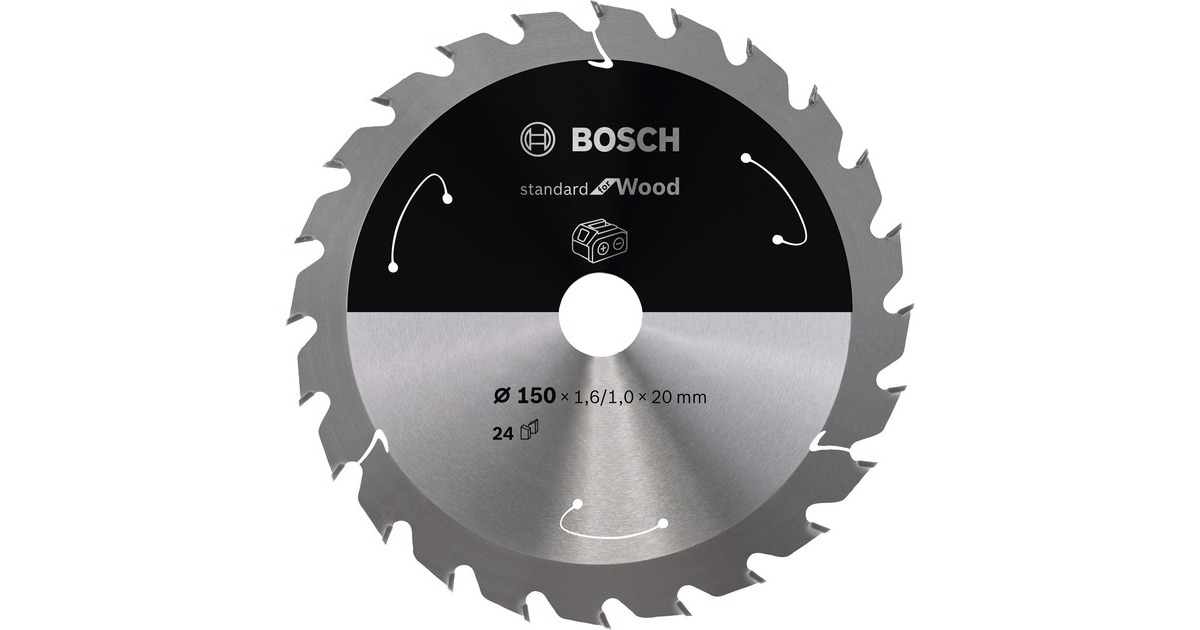 Bosch Kreissägeblatt Standard for Wood, Ø 150mm, 24Z(Bohrung 20mm, für Akku-Handkreissägen)