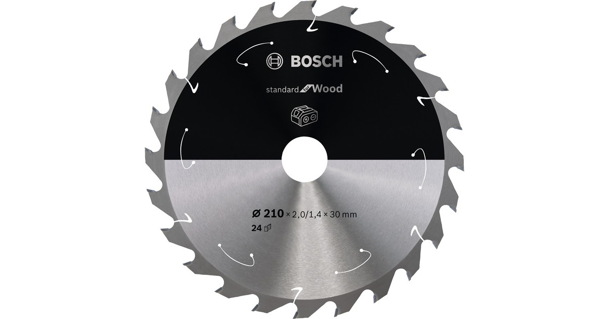 Bosch Kreissägeblatt Standard for Wood, Ø 210mm, 24Z(Bohrung 30mm, für Akku-Tischkreissägen)