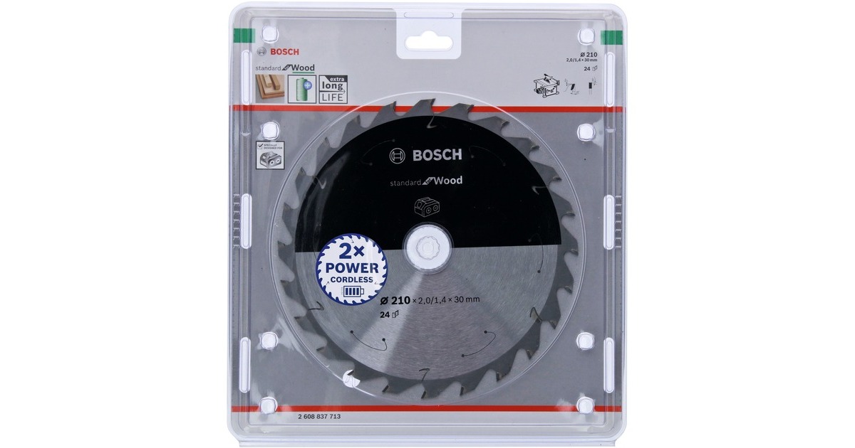 Bosch Kreissägeblatt Standard for Wood, Ø 210mm, 24Z(Bohrung 30mm, für Akku-Tischkreissägen)