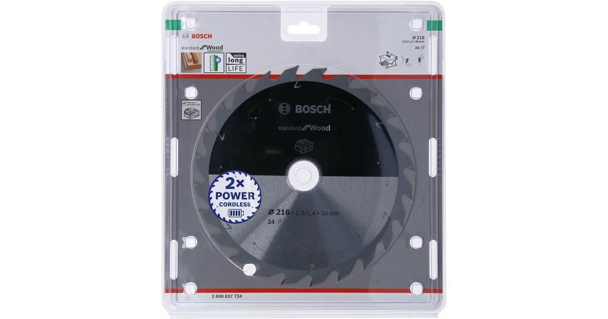 Bosch Kreissägeblatt Standard for Wood, Ø 210mm, 24Z(Bohrung 30mm, für Akku-Tischkreissägen)