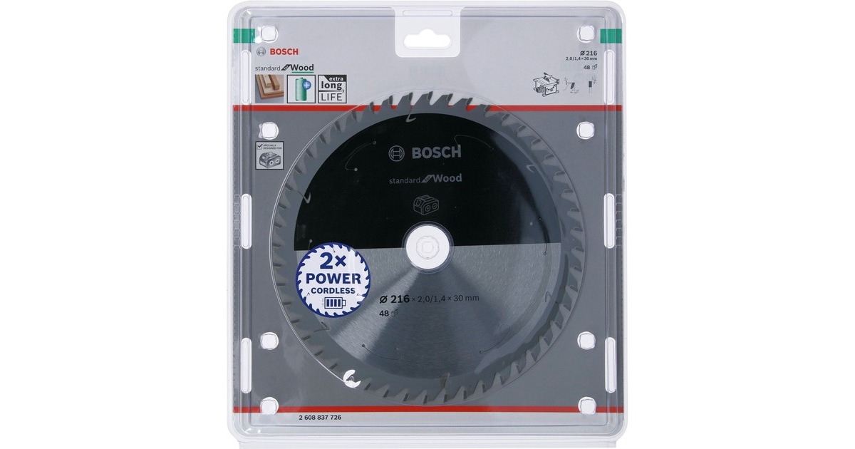Bosch Kreissägeblatt Standard for Wood, Ø 210mm, 48Z(Bohrung 30mm, für Akku-Tischkreissägen)