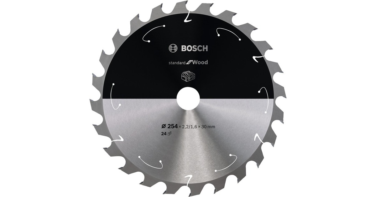 Bosch Kreissägeblatt Standard for Wood, Ø 254mm, 24Z(Bohrung 30mm, für Akku-Tischkreissägen)