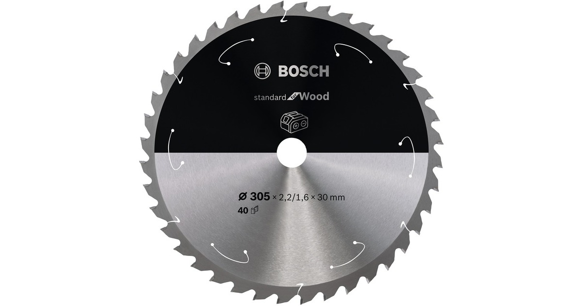 Bosch Kreissägeblatt Standard for Wood, Ø 305mm, 40Z(Bohrung 30mm, für Akku-Kappsägen)