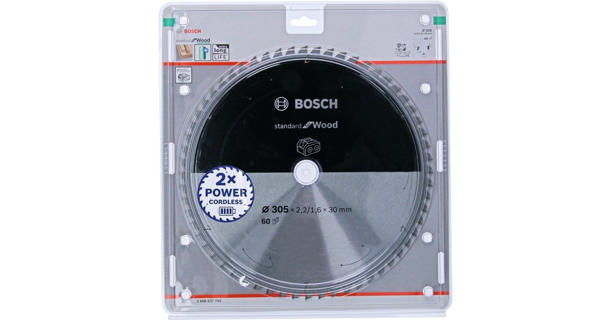 Bosch Kreissägeblatt Standard for Wood, Ø 305mm, 60Z(Bohrung 30mm, für Akku-Kappsägen)