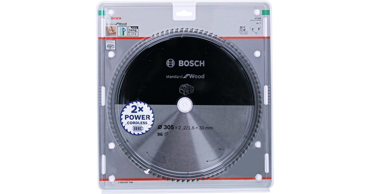 Bosch Kreissägeblatt Standard for Wood, Ø 305mm, 96Z(Bohrung 30mm, für Akku-Kappsägen)