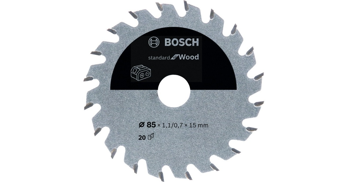 Bosch Kreissägeblatt Standard for Wood, Ø 85mm, 20Z(Bohrung 15mm, für Akku-Handkreissägen)