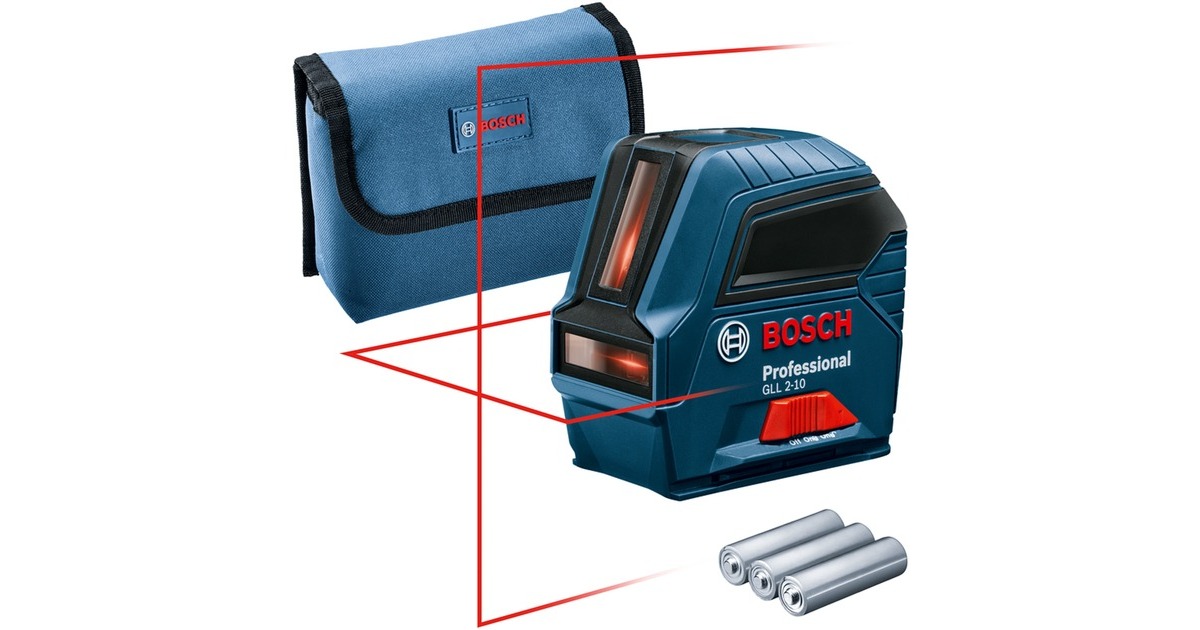 Bosch Kreuzlinienlaser GLL 2-10 Professional(blau/schwarz, rote Laserlinien)