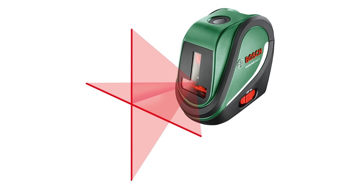 Bosch Kreuzlinienlaser UniversalLevel 2 - Set(grün/schwarz, rote Laserlinien, Reichweite 10 Meter)