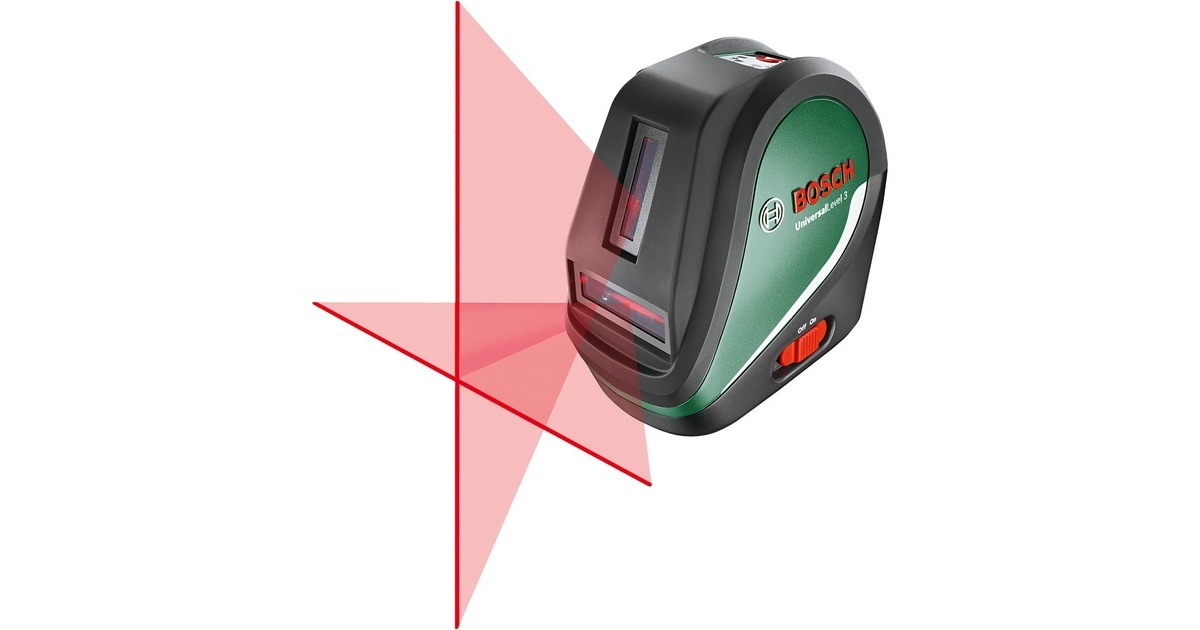 Bosch Kreuzlinienlaser UniversalLevel 3 - Set(grün/schwarz, rote Laserlinien, Reichweite 10 Meter)