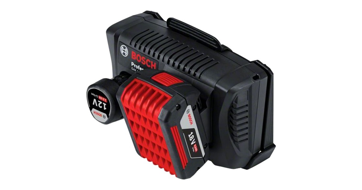 Bosch Ladegerät GAX 18V-30 Professional(schwarz, 10,8 / 12 Volt + 14,4 / 18 Volt + USB, AMPShare Alliance)