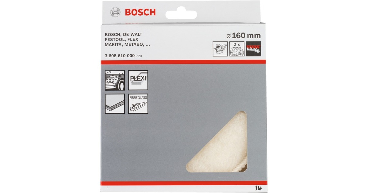 Bosch Lammfellscheibe, Ø 160mm, 2 Stück, Schleifscheibe(für Exzenterschleifer)