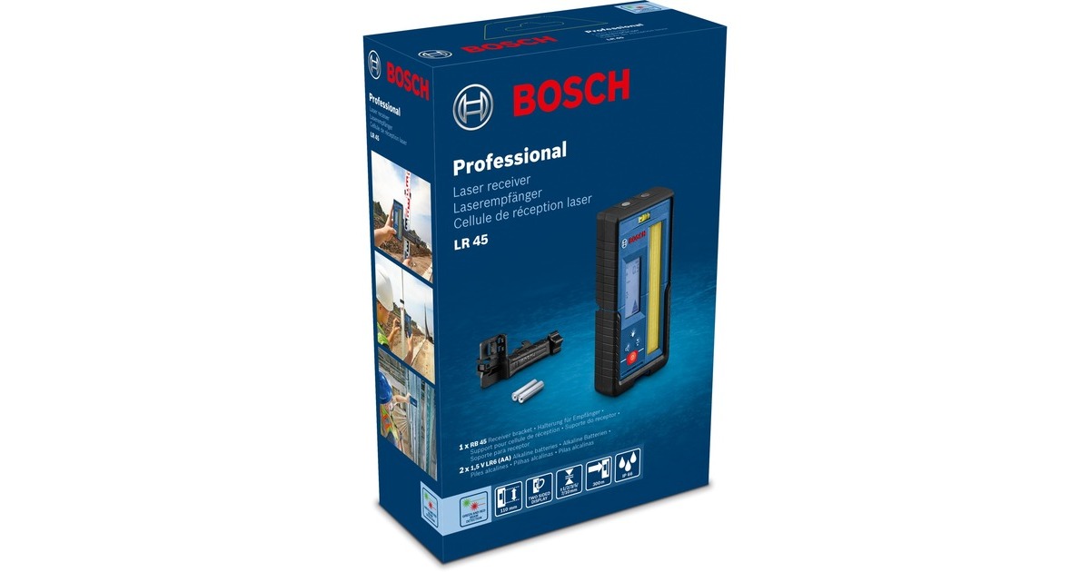 Bosch Laser-Empfänger LR 45 Professional + Halterung(blau/schwarz)