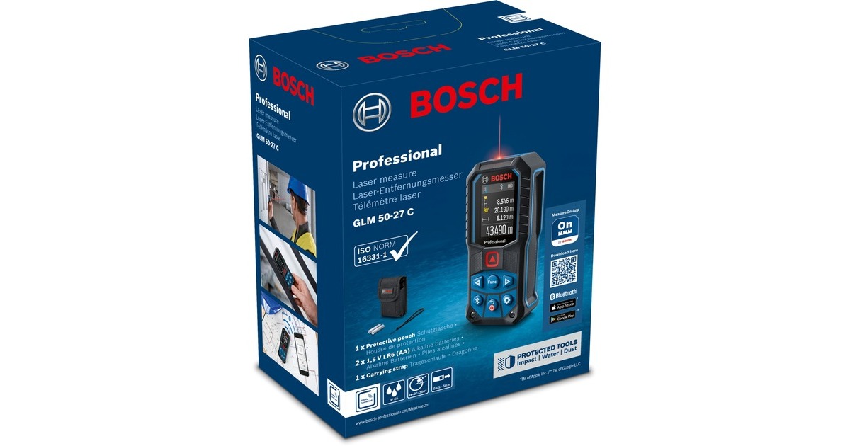 Bosch Laser-Entfernungsmesser GLM 50-27 C Professional(blau/schwarz, Reichweite 50m, rote Laserlinie)