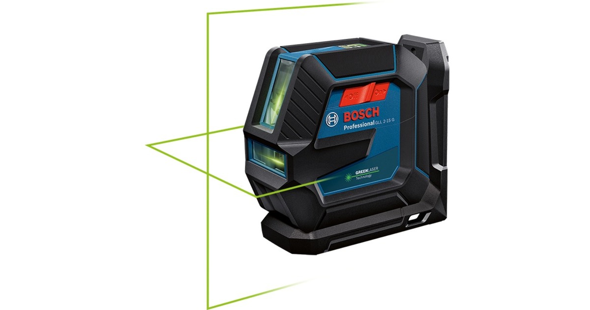 Bosch Linienlaser GLL 2-15 G Professional, Kreuzlinienlaser(blau/schwarz, grüne Laserlinien)