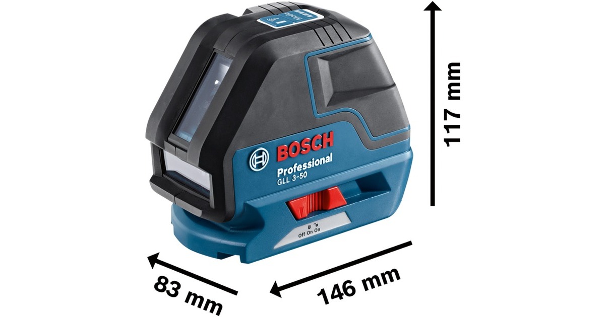 Bosch Linienlaser GLL 3-50 Professional, mit Empfänger, Kreuzlinienlaser(blau/schwarz, L-BOXX 136, rote Laserlinien)