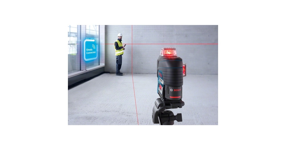 Bosch Linienlaser GLL 3-80 C Professional, L-BOXX, Kreuzlinienlaser(blau/schwarz, mit roten Laserlinien, Li-Ionen Akku 2,0Ah)