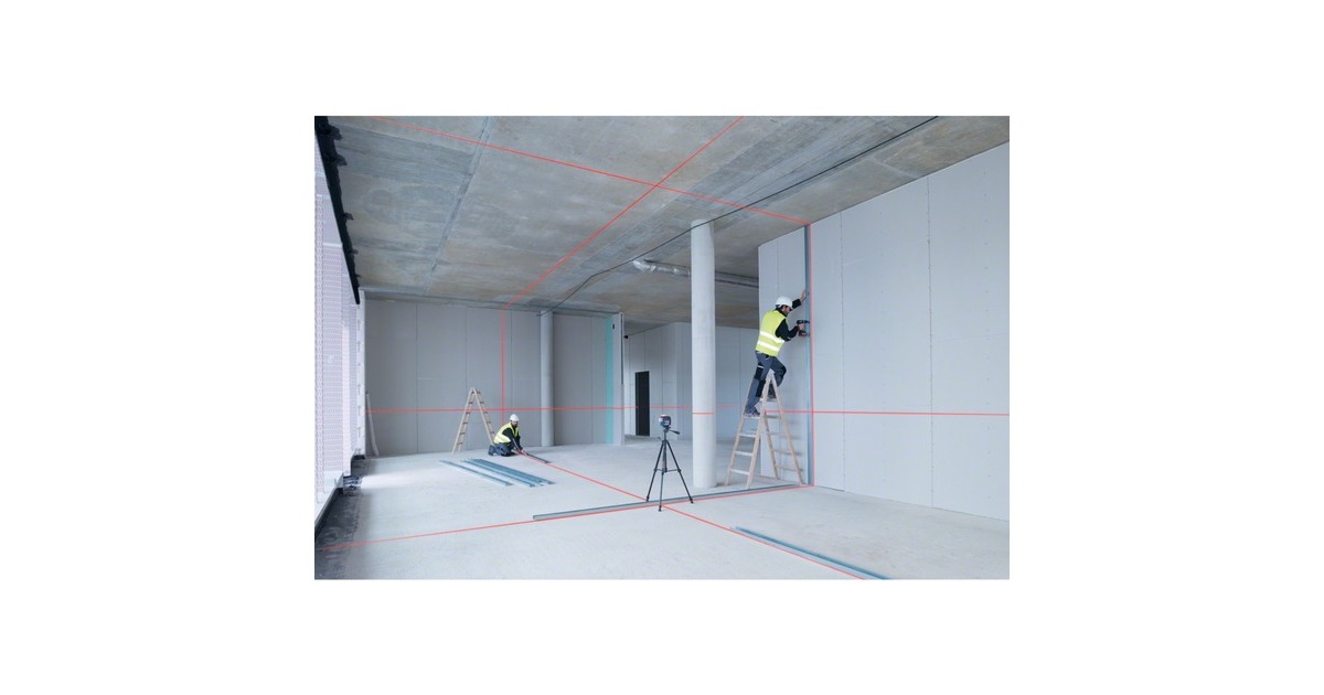 Bosch Linienlaser GLL 3-80 C Professional + Baustativ BT 150, Kreuzlinienlaser(blau/schwarz, mit roten Laserlinien, ohne Akku)