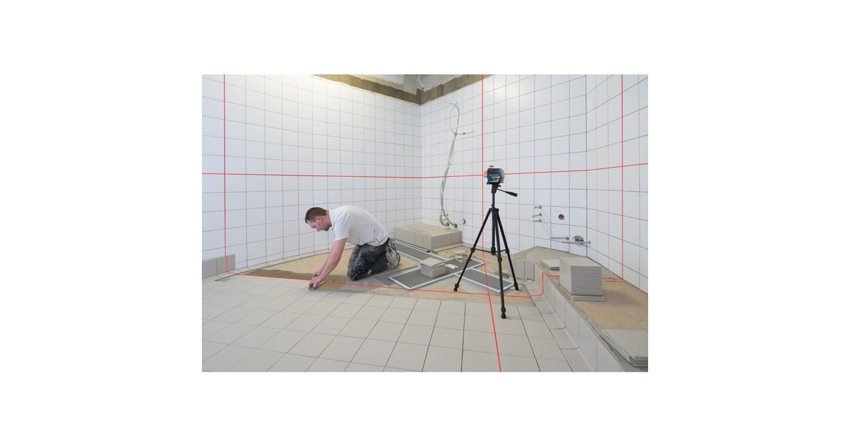 Bosch Linienlaser GLL 3-80 C Professional + Baustativ BT 150, Kreuzlinienlaser(blau/schwarz, mit roten Laserlinien, ohne Akku)
