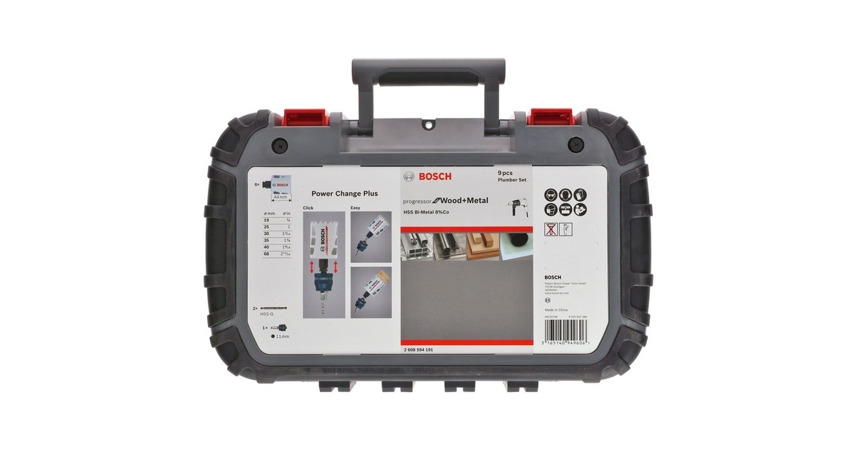 Bosch Lochsägen-Set Progressor for Wood & Metal, Ø 19- 68mm, 9-teilig(mit Power Change Adapter, Koffer)