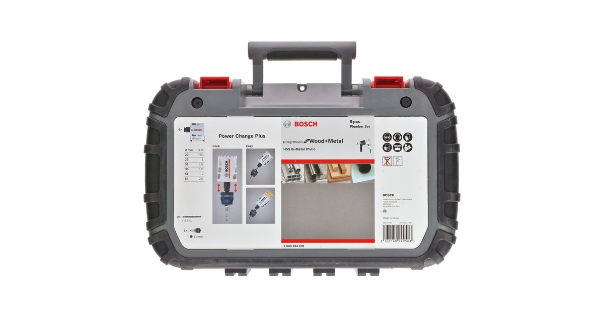 Bosch Lochsägen-Set Progressor for Wood & Metal, Ø 20- 64mm, 9-teilig(mit Power Change Adapter, Koffer)