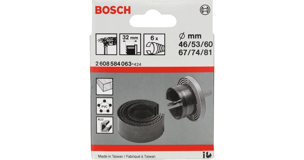 Bosch Lochsägen-Set, Ø 46-81mm, für Alu(6-teilig, Arbeitslänge 32mm)