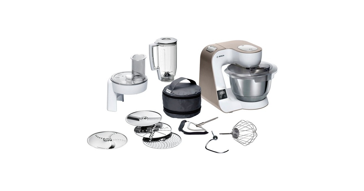 Bosch MUM5XW20 Küchenmaschine(weiß/champagner, 1.000 Watt, integrierte Waage, Timer, Serie 4)