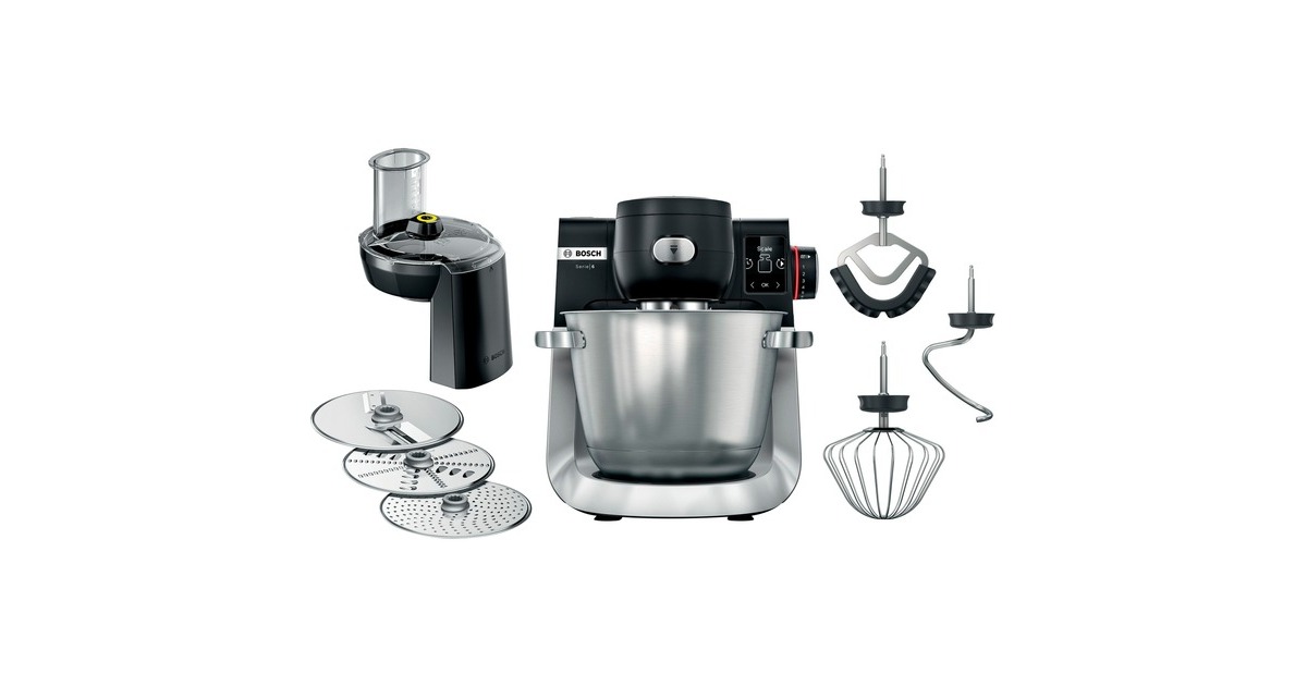 Bosch MUMS6ZS13D Küchenmaschine(schwarz/edelstahl, 1.600 Watt, Serie 6, integrierte Waage, Timer)