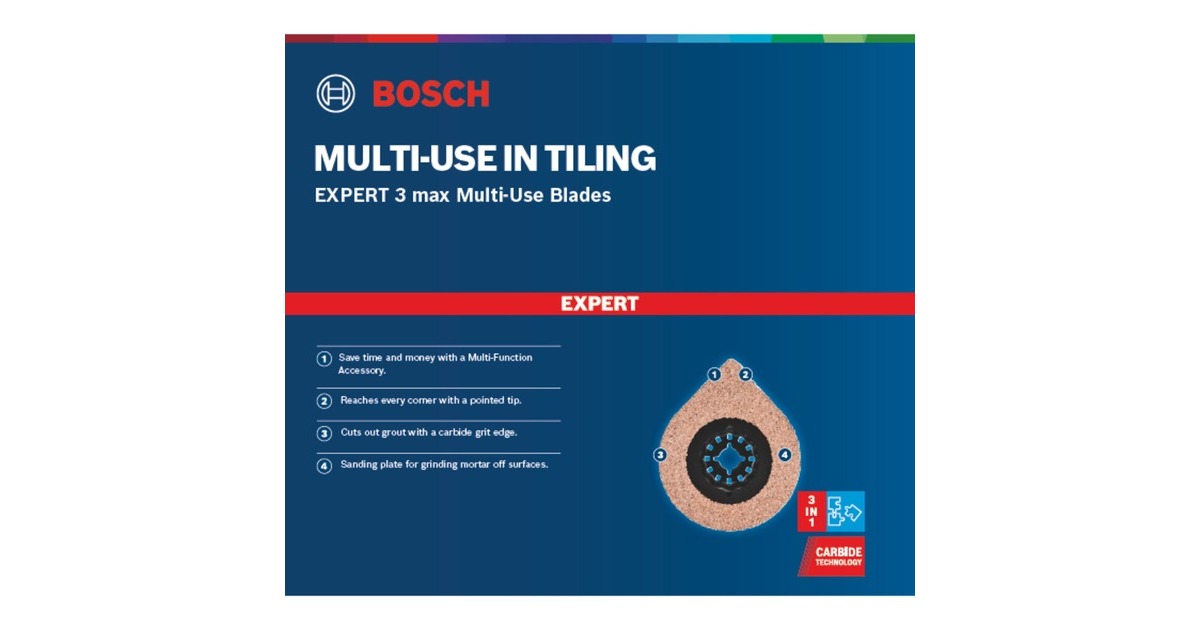 Bosch Mörtelentferner Expert AVZ 70 RT4 Grout + Abrasive, Ø 70mm, Sägeblatt(Carbide-RIFF, Schnittbreite 2,5mm)