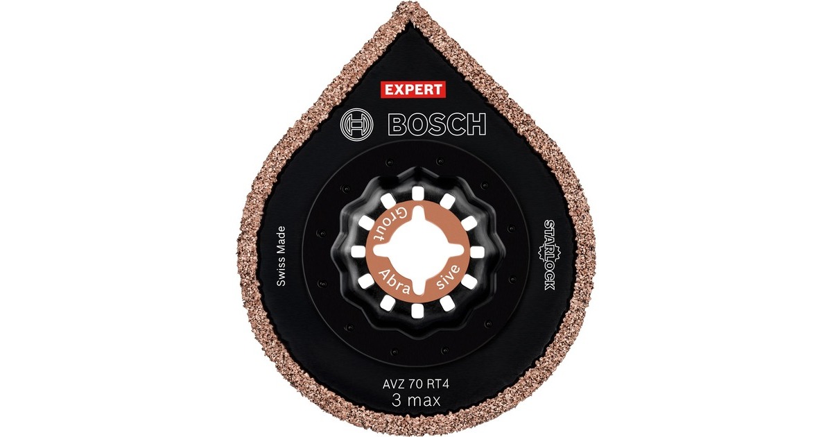 Bosch Mörtelentferner Expert AVZ 70 RT4 Grout + Abrasive, Ø 70mm, Sägeblatt(10 Stück, Carbide-RIFF, Schnittbreite 2,5mm)