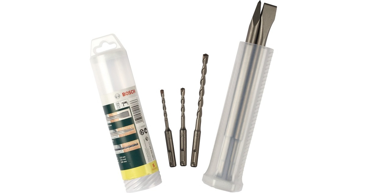 Bosch Meißel- und Hammerbohrer-Set SDS-plus, Meißel- & Bohrer-Satz(grün, 5-teilig)