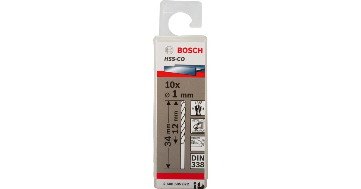 Bosch Metall-Spiralbohrer HSS-Co, Ø 1,0mm(10 Stück, Arbeitslänge 12mm)