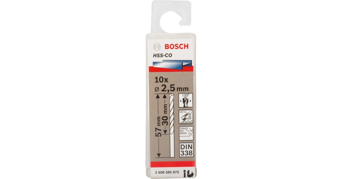 Bosch Metall-Spiralbohrer HSS-Co, Ø 2,5mm(10 Stück, Arbeitslänge 30mm)