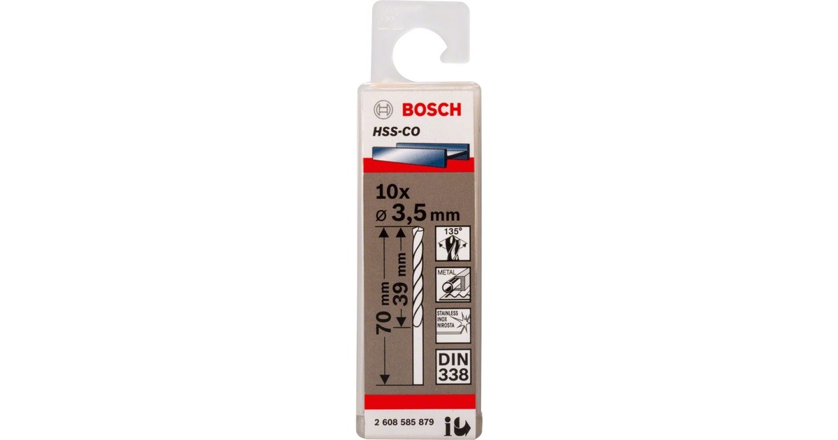 Bosch Metall-Spiralbohrer HSS-Co, Ø 3,5mm(10 Stück, Arbeitslänge 39mm)
