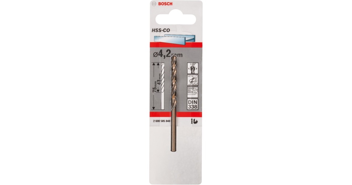 Bosch Metall-Spiralbohrer HSS-Co, Ø 4,2mm(Arbeitslänge 43mm)