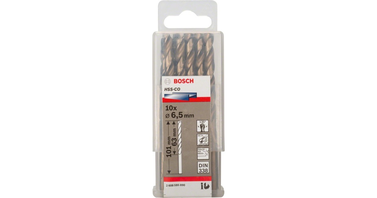 Bosch Metall-Spiralbohrer HSS-Co, Ø 6,5mm(10 Stück, Arbeitslänge 63mm)