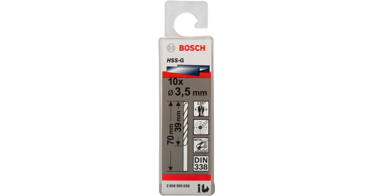 Bosch Metallbohrer HSS-G, Ø 3,5mm(10 Stück, Arbeitslänge 39mm)