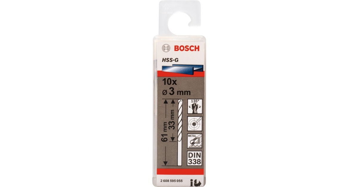 Bosch Metallbohrer HSS-G, Ø 3mm(10 Stück, Arbeitslänge 33mm)