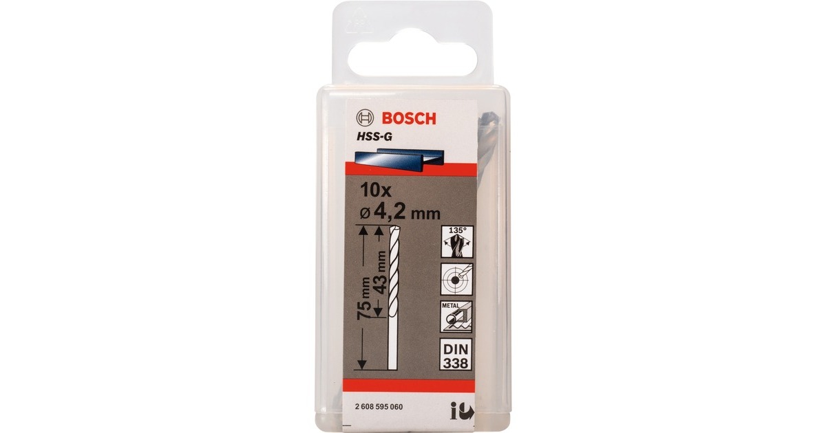 Bosch Metallbohrer HSS-G, Ø 4,2mm(10 Stück, Arbeitslänge 43mm)