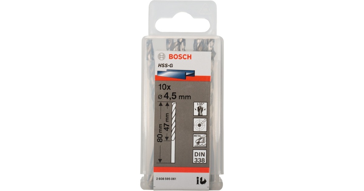 Bosch Metallbohrer HSS-G, Ø 4,5mm(10 Stück, Arbeitslänge 47mm)