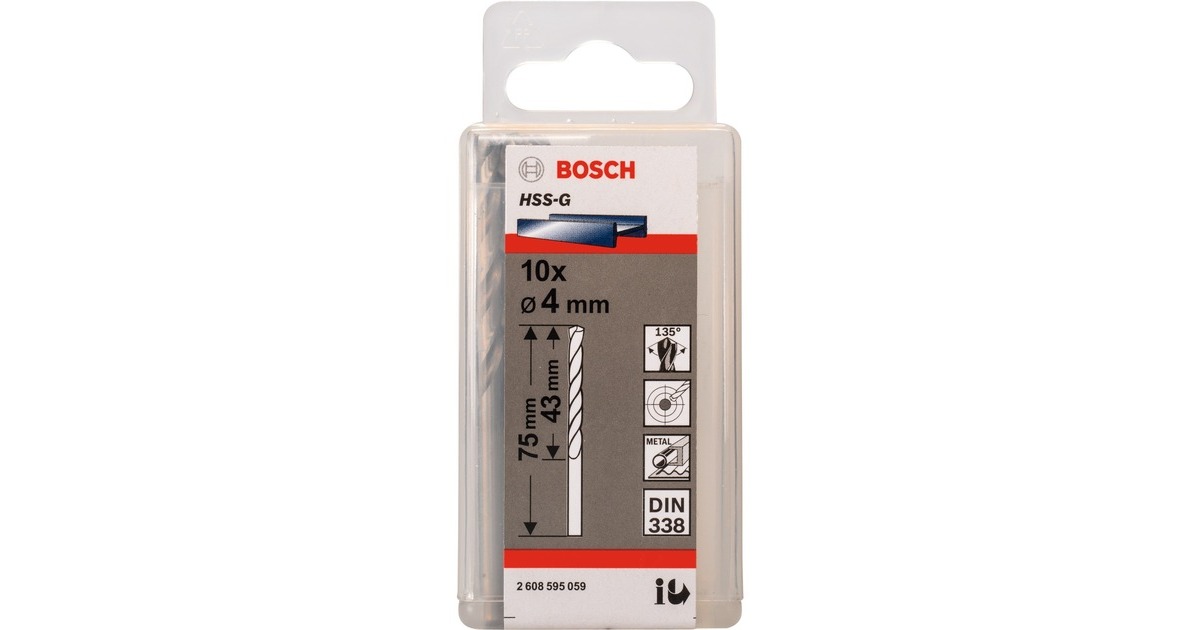 Bosch Metallbohrer HSS-G, Ø 4mm(10 Stück, Arbeitslänge 43mm)