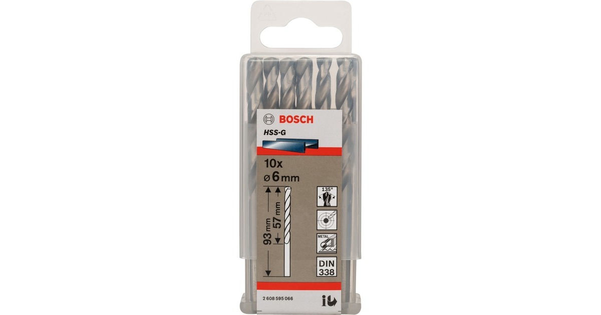 Bosch Metallbohrer HSS-G, Ø 6mm(10 Stück, Arbeitslänge 57mm)
