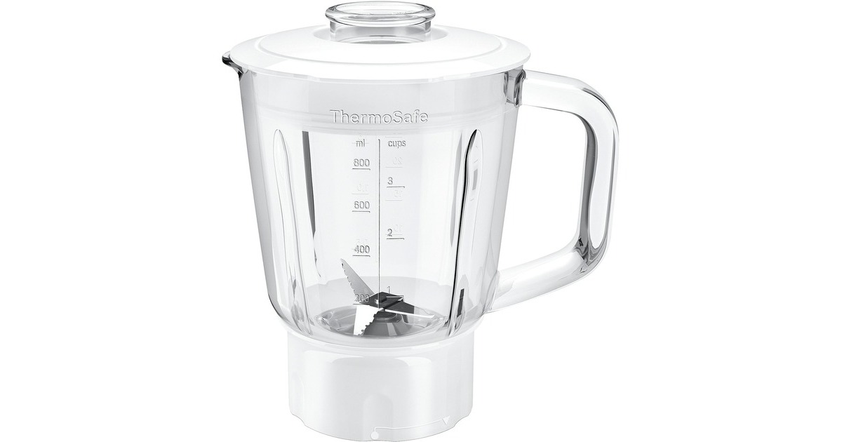 Bosch Mixeraufsatz MUZ45MX1, Glas(weiß/transparent, 0,8 Liter, für Küchenmaschine MUM Serie 2, MUM Serie 4, MUM4, MUM5)