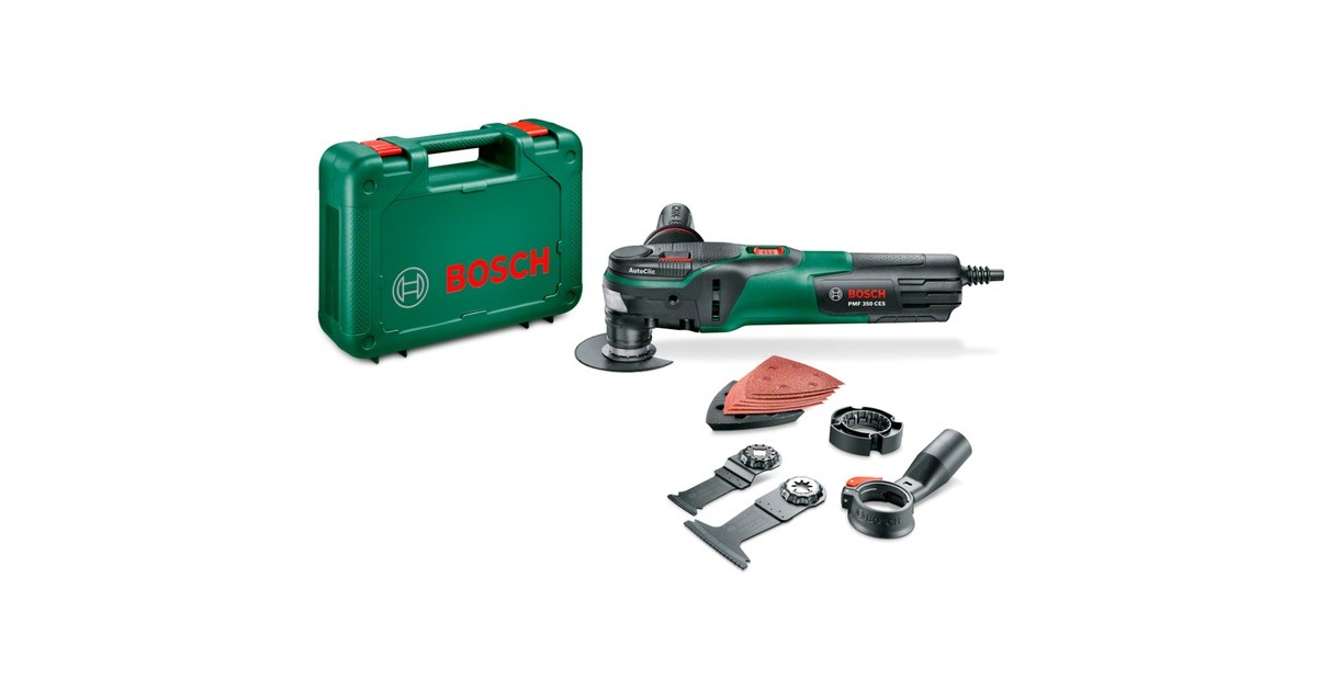 Bosch Multifunktions-Werkzeug PMF 350 CES(grün/schwarz, 350 Watt, inkl. Zubehör Set klein)