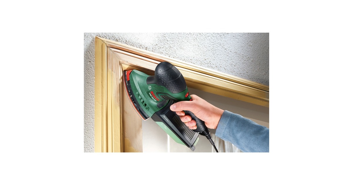 Bosch Multischleifer PSM 200 AES + 29-teiliges Zubehör-Set(grün/schwarz, 200 Watt, SystemBox)