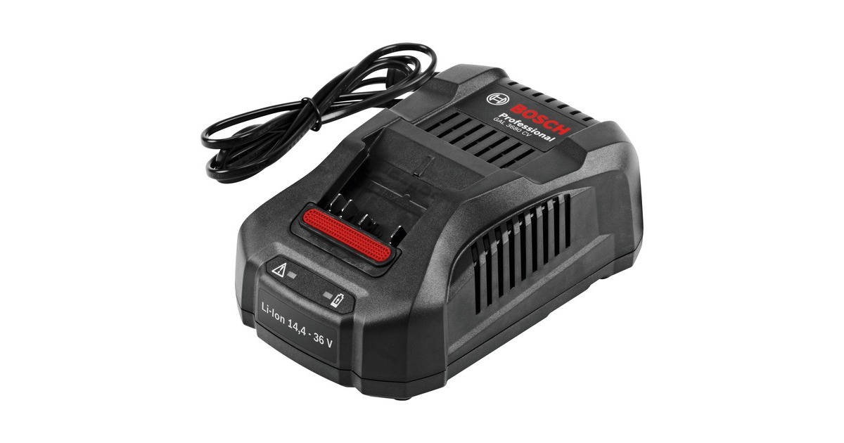 Bosch Multivolt-Schnellladegerät GAL 3680 CV Professional(schwarz, für alle Bosch Li-Ion-Akkus von 14,4 - 36 Volt)