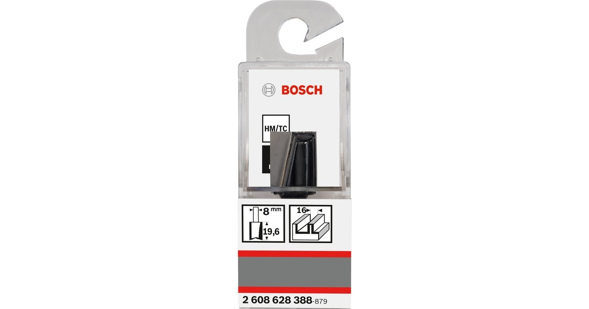 Bosch Nutfräser Standard for Wood, Ø 16mm, Arbeitslänge 19,6mm(Schaft Ø 8mm, zweischneidig)