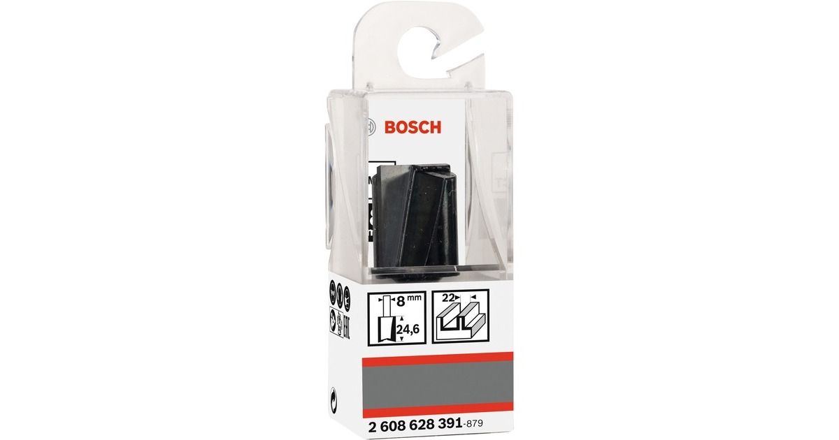Bosch Nutfräser Standard for Wood, Ø 22mm, Arbeitslänge 24,6mm(Schaft Ø 8mm, zweischneidig)