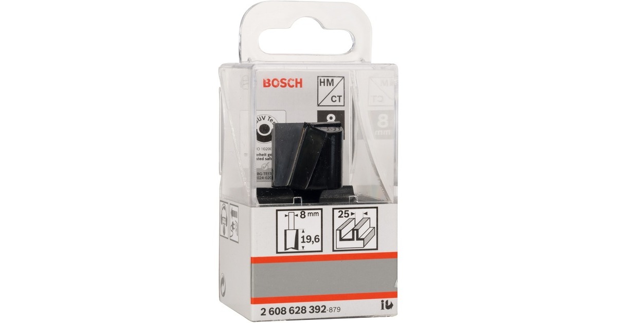 Bosch Nutfräser Standard for Wood, Ø 25mm, Arbeitslänge 19,6mm(Schaft Ø 8mm, zweischneidig)