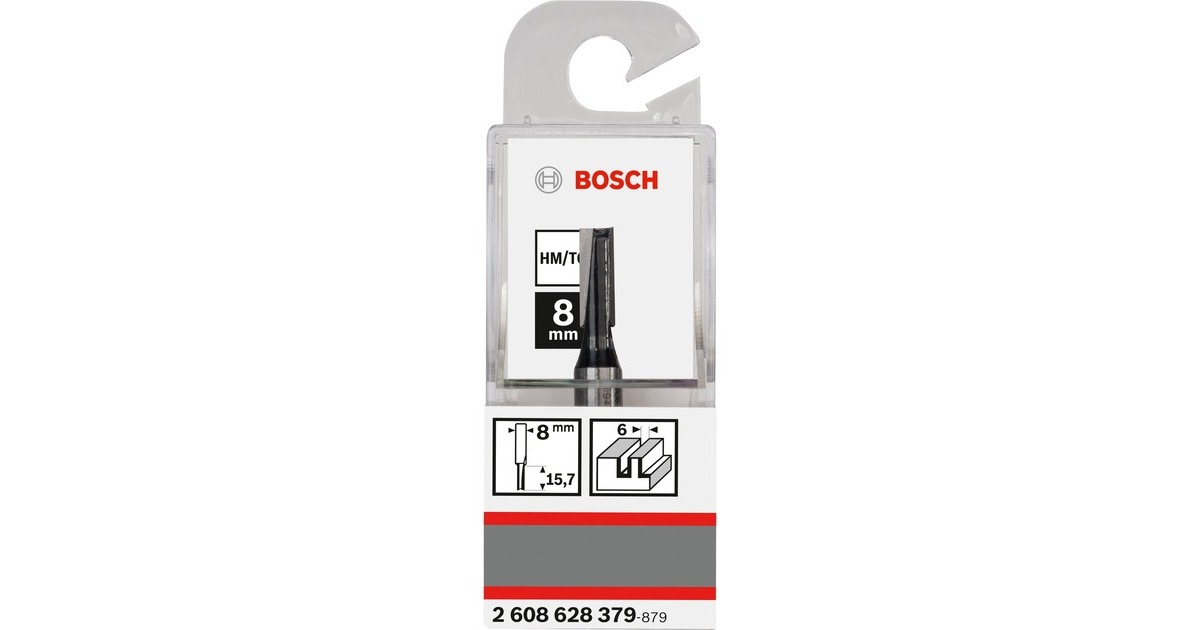 Bosch Nutfräser Standard for Wood, Ø 6mm, Arbeitslänge 15,7mm(Schaft Ø 8mm, zweischneidig)