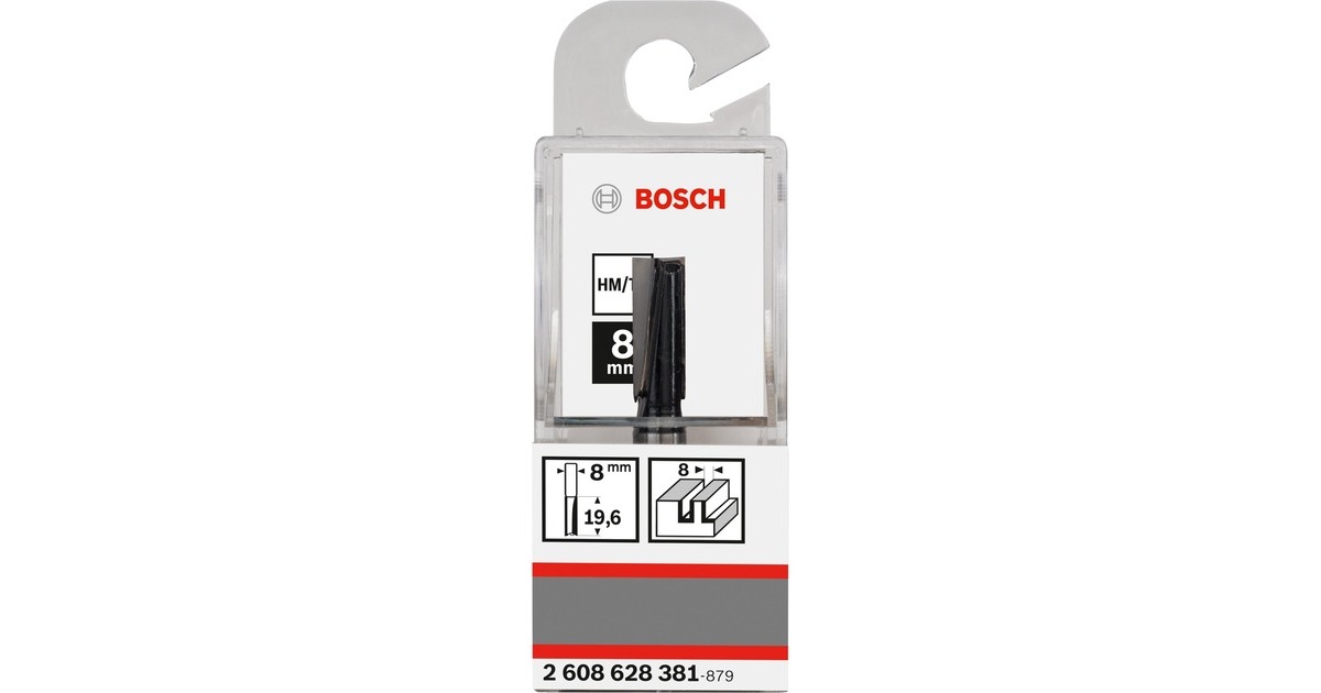 Bosch Nutfräser Standard for Wood, Ø 8mm, Arbeitslänge 19,6mm(Schaft Ø 8mm, zweischneidig)